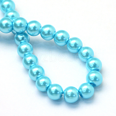 Baking Paint Pearlized Glass Pearl Round Bead Strands X-HY-Q330-8mm-48-1