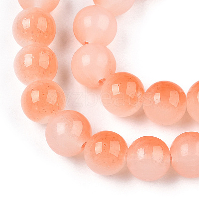 Baking Paint Imitation Jade Glass Round Bead Strands DGLA-N003-10mm-07-1