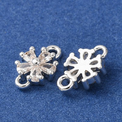Brass Pave Clear Cubic Zirconia Connector Charms CU-CBAEC99-15S-1
