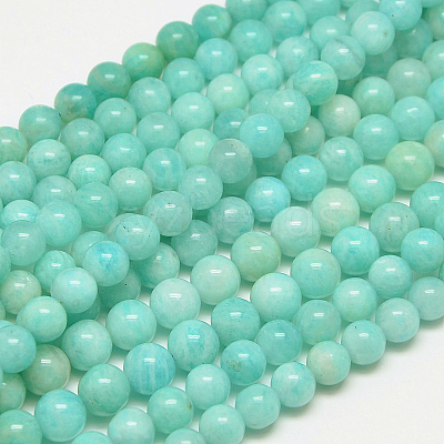 Round Natural Peru Amazonite Bead Strands G-L448-03-6mm-1