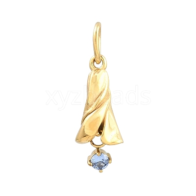 304 Stainless Steel Micro Pave Cubic Zirconia Pendants SA-CBA1D2B-01G-I-1