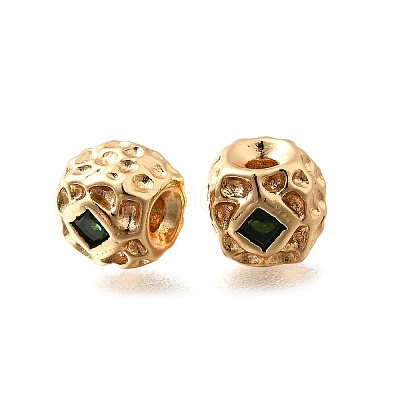 Brass Micro Pave Cubic Zirconia Beads KK-M318-39G-02-1