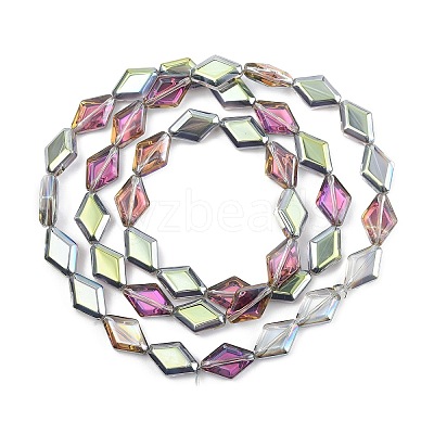 Electroplate UV Plating Glass Beads Strands EGLA-B010-01A-HP01-1