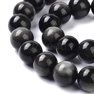 Natural Silver Obsidian Beads Strands X-G-D083-01A-1