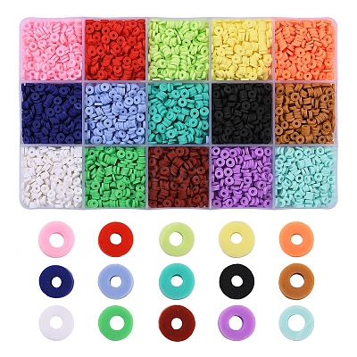 15 Colors Handmade Polymer Clay Beads CLAY-YW0001-48-1