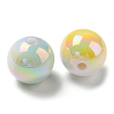 UV Plating Rainbow Iridescent Opaque Acrylic Beads X-MACR-D081-01-1