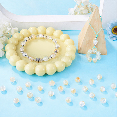 100Pcs Crackle Transparent Glass UV Reactive Beads GLAA-TA0004-28C-1