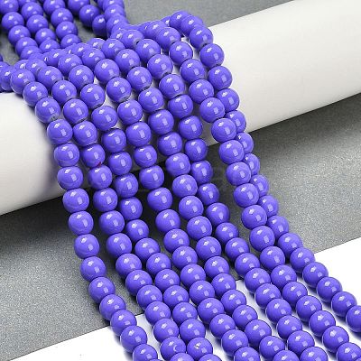 Painted Glass Bead Strands X-DGLA-S071-8mm-B41-1