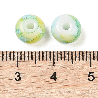 Opaque Spray Painted Glass Beads GLAA-G118-01B-1