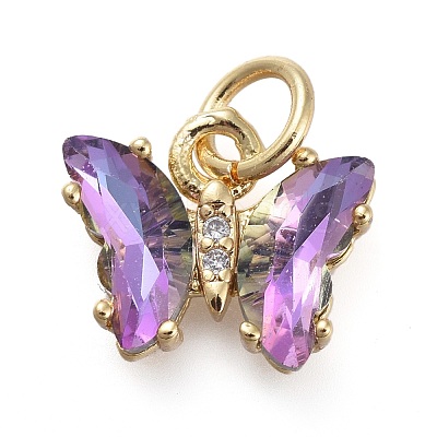 Brass Micro Pave Clear Cubic Zirconia Pendant ZIRC-P079-B01-M-1
