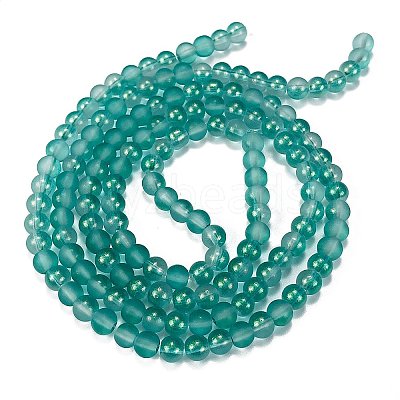 Frosted Transparent Glass Bead Strands LS-GLAA-P065-6mm-08-1