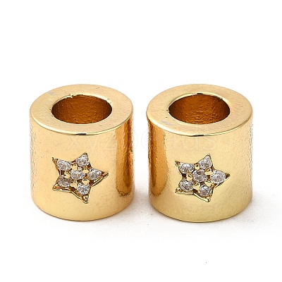 Rack Plating Brass Micro Pave Cubic Zirconia European Beads KK-K377-08G-1