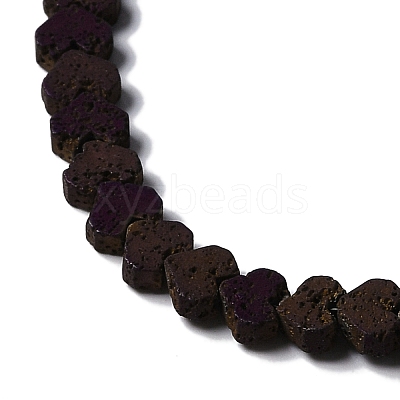 Electroplated Natural Lava Rock Beads Strands G-Q1009-G01-02-1