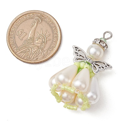 Pearlized Glass Pearl Beads  Pendants PALLOY-MZ00487-01-1