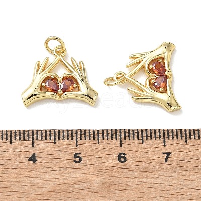 Brass Micro Pave Tomato Cubic Zirconia Pendants KK-T085-19B-G-1