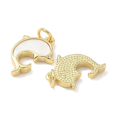 Brass Pave Natural Shell Pendants KK-L239-029G-1