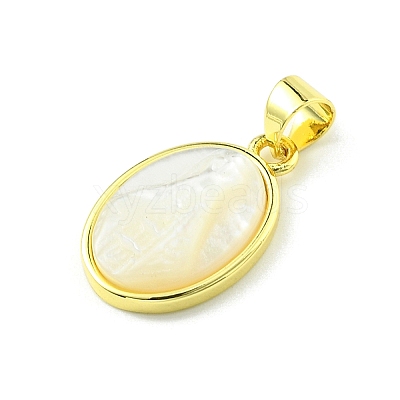 Rack Plating Brass Pave Natural Shell Pendants KK-A204-01A-02G-1