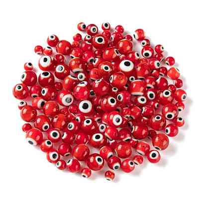 3 Strands 3 Style Handmade Evil Eye Lampwork Round Bead Strands LAMP-LS0001-12F-1