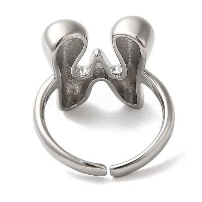 Initials Brass Open Cuff Ring for Women RJEW-N046-02W-P-1