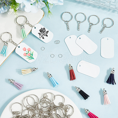 DIY Blank Double-sided Heat Transfer Aluminium Pendant Keychain Making Kits DIY-SP0005-26F-1