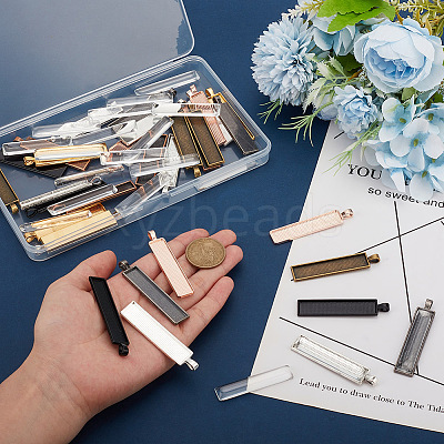 DIY Blank Rectangle Alloy Pendants Making Kits DIY-AN0001-11-1