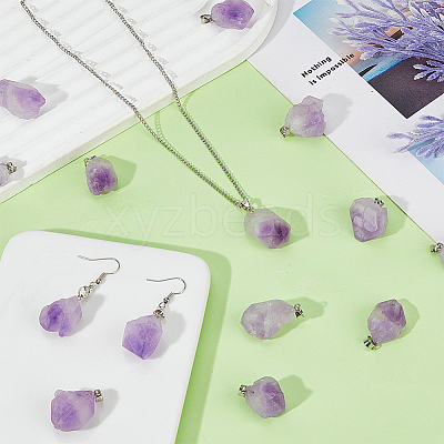 20Pcs Natural Amethyst Pendants G-FI0001-33-1