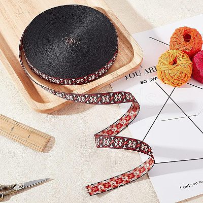Ethnic Style Polyester Ribbons OCOR-WH0074-30-1