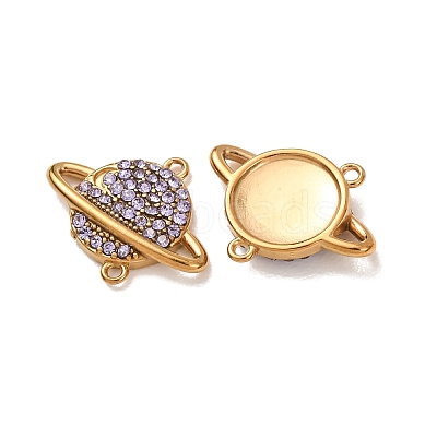 304 Stainless Steel Rhinestone Connector Charms STAS-L318-22G-1