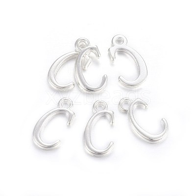 Silver Color Plated Alloy Letter Pendants PALLOY-J718-01S-C-1