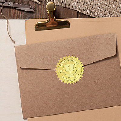 12 Sheets Self Adhesive Gold Foil Embossed Stickers DIY-WH0451-025-1