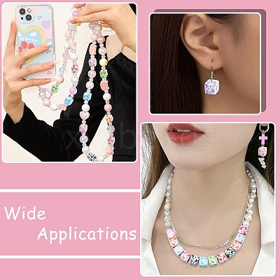 30Pcs UV Plating Acrylic Printed Beads MACR-CJ0002-10-1