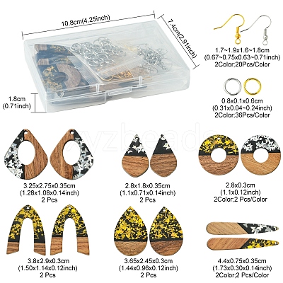 DIY Opaque Resin & Walnut Wood Earring Making Kits DIY-FS0007-84-1