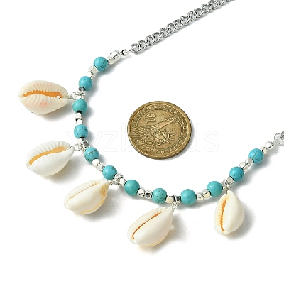 Natural Shell Bib Necklace NJEW-TA00116-1