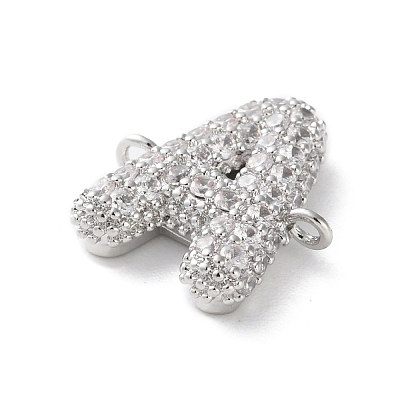 Brass Micro Pave Cubic Zirconia Letter Links X-KK-I717-04A-P-1