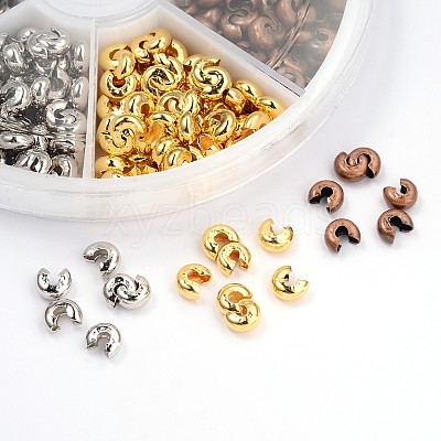 6 Color Brass Crimp Beads Covers KK-X0087-4mm-NF-B-1