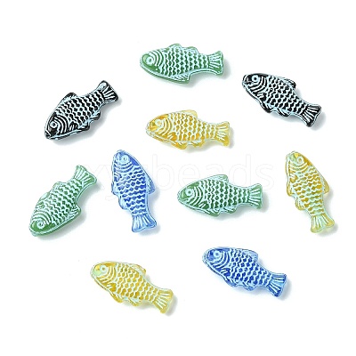 40Pcs 4 Colors Painted Transparent Glass Beads GLAA-CJ0003-02-1