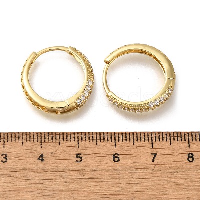 Rack Plating Brass Micro Pave Cubic Zirconia Hoop Earrings EJEW-H143-25G-1