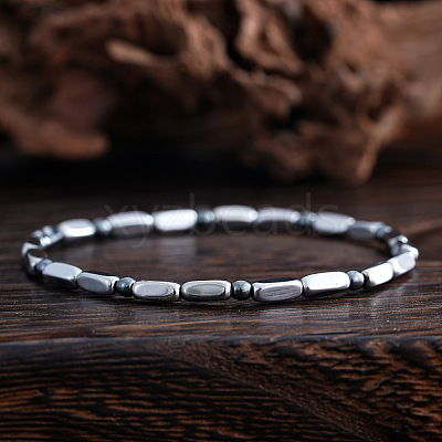 Synthetic Non-magnetic Hematite Beads Stretch Bracelets for Men RH6597-1