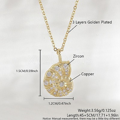 Ocean Summer Brass Pave Clear Cubic Zirconia Pendant Necklaces FS-WG8D1A7-03-1
