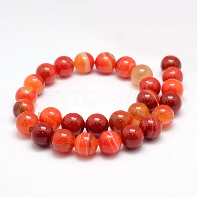 Natural Striped Agate/Banded Agate Bead Strands G-K155-A-12mm-05-1