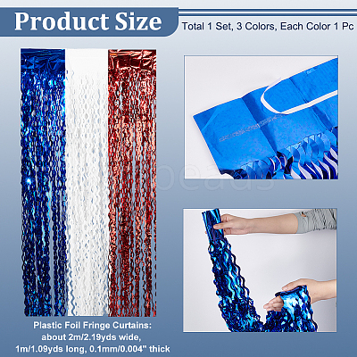 3Pcs 3 Colors Plastic Foil Fringe Curtains AJEW-NB0005-16-1