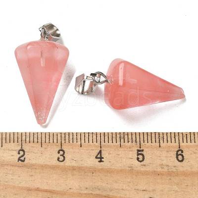 Cherry Quartz Glass Pendants G-B127-13P-06-1