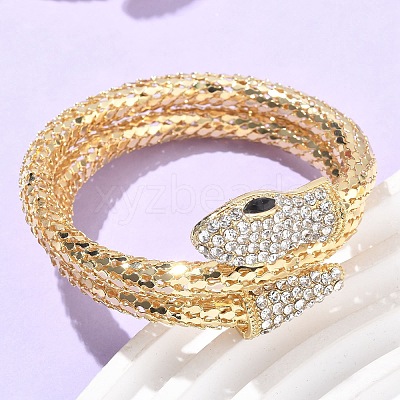 Snake Alloy Rhinestone Bangles for Women LS-BJEW-G085-01G-02-1