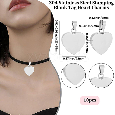 10Pcs Valentines Gift Idea for Him 304 Stainless Steel Stamping Blank Tag Pendants STAS-BBC0010-06B-1