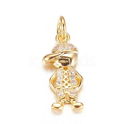 Brass Micro Pave Cubic Zirconia Pendants ZIRC-P060-34G-1