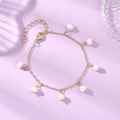 Natural Cultured Freshwater Pearl Beads Charm Bracelets BJEW-JB12883-1