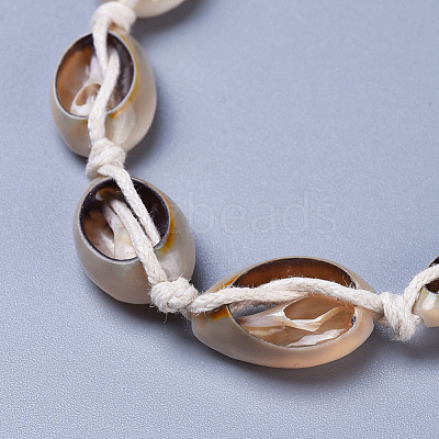 Adjustable Cowrie Shell Beads Beaded Necklaces NJEW-JN02394-1