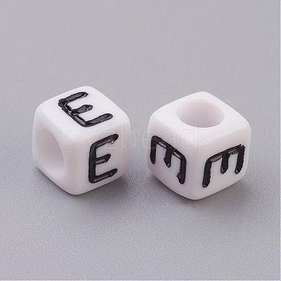 Acrylic Horizontal Hole Letter Beads PL37C9308-E-1