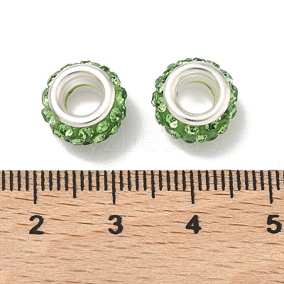 80Pcs Polymer Clay Rhinestone European Large Hole Beads with Silver Color Plated Brass Cores FPDL-LT0001-02B-1