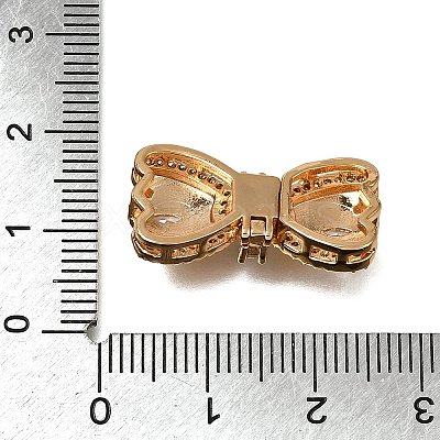 Brass Micro Pave Clear Cubic Zirconia Box Clasps KK-CBA4292-05G-1